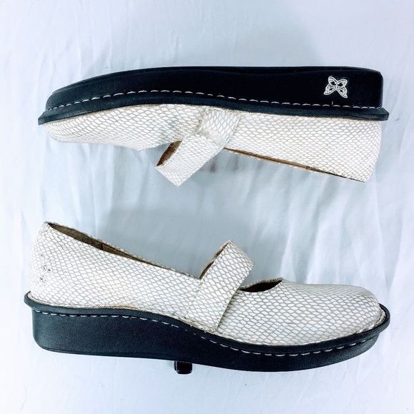 Alegria Mary Jane FEL 710 Shoes Feliz White Leather Faux Snakeskin Sz 9 - Picture 5 of 12